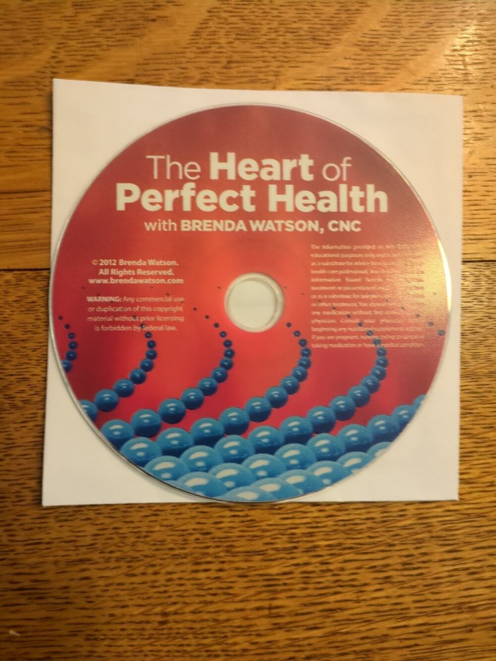 The Heart of Perfect Health With Brenda Watson (DVD 2012) Disc Only